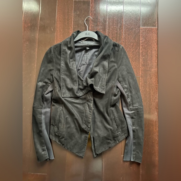 Kenneth Cole Black Leather  Asymmetrical Jacket - Medium - Picture 2 of 6